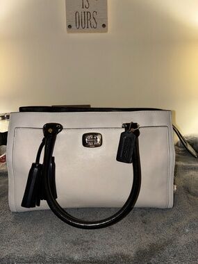 Coach Two-Tone Leather Satchel - White and Black